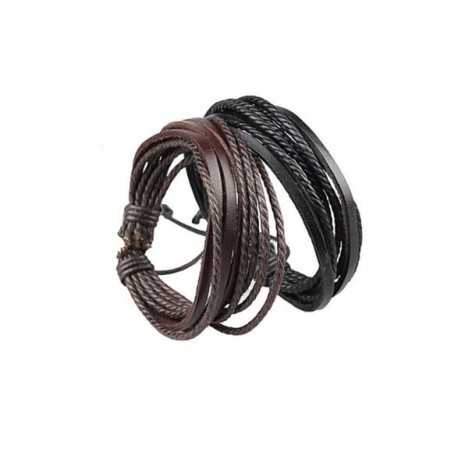 Braided Rope & Leather Bracelet